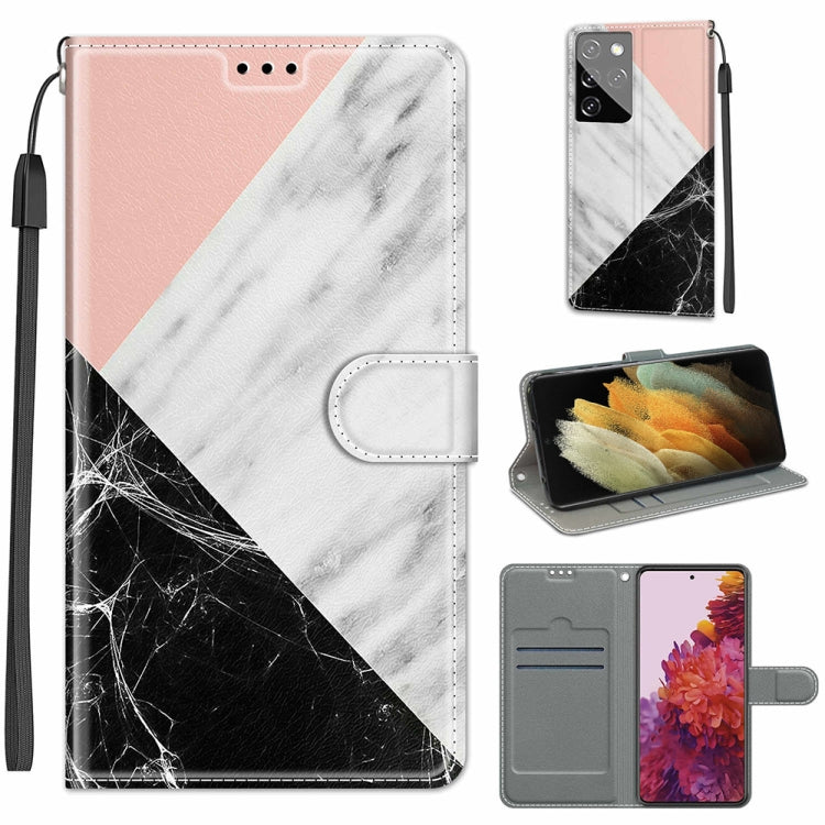 Custodia in pelle PU a vibrazione orizzontale con chiusura magnetica a disegno colorato di tensione con supporto e slot per schede, For Samsung Galaxy S21 Ultra 5G