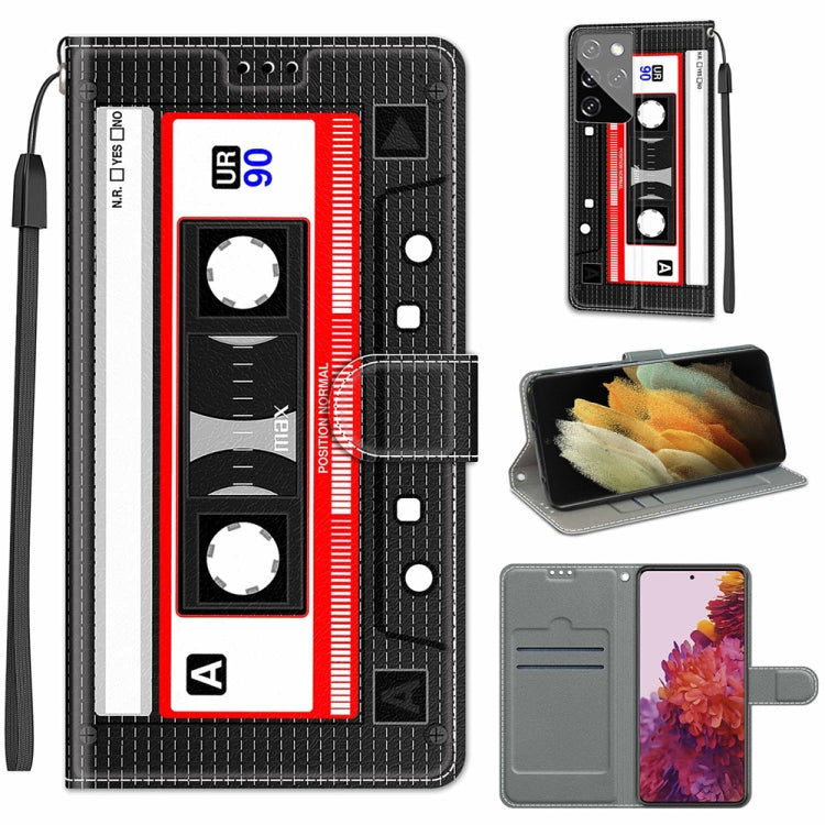 Custodia in pelle PU a vibrazione orizzontale con chiusura magnetica a disegno colorato di tensione con supporto e slot per schede, For Samsung Galaxy S21 Ultra 5G