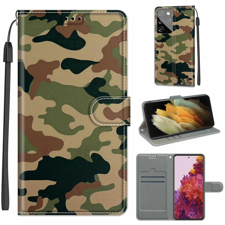 Custodia in pelle PU a vibrazione orizzontale con chiusura magnetica a disegno colorato di tensione con supporto e slot per schede, For Samsung Galaxy S21 Ultra 5G
