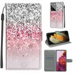 Custodia in pelle PU a vibrazione orizzontale con chiusura magnetica a disegno colorato di tensione con supporto e slot per schede, For Samsung Galaxy S21 Ultra 5G