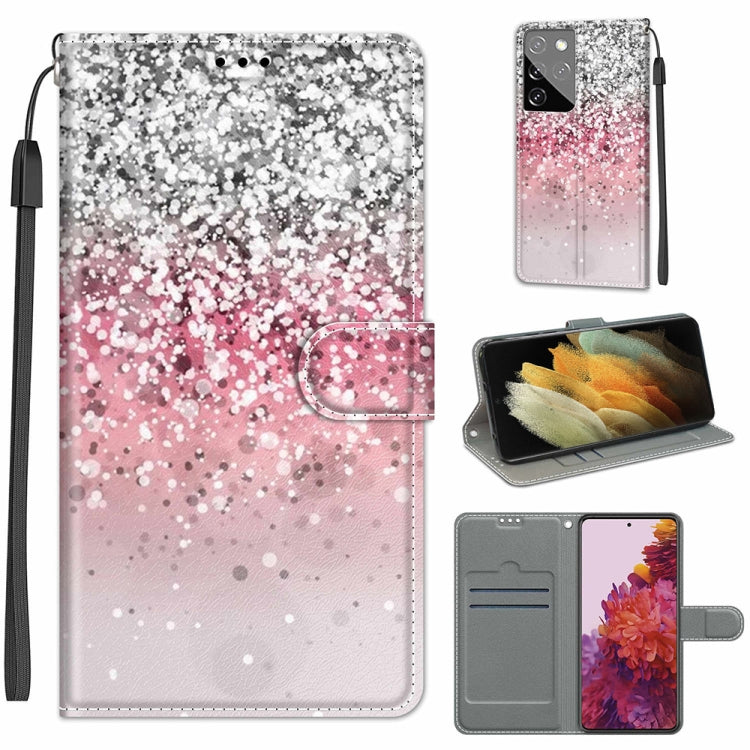 Custodia in pelle PU a vibrazione orizzontale con chiusura magnetica a disegno colorato di tensione con supporto e slot per schede, For Samsung Galaxy S21 Ultra 5G