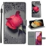 Custodia in pelle PU a vibrazione orizzontale con chiusura magnetica a disegno colorato di tensione con supporto e slot per schede, For Samsung Galaxy S21 Ultra 5G