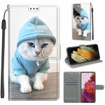 Custodia in pelle PU a vibrazione orizzontale con chiusura magnetica a disegno colorato di tensione con supporto e slot per schede, For Samsung Galaxy S21 Ultra 5G