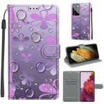 Custodia in pelle PU a vibrazione orizzontale con chiusura magnetica a disegno colorato di tensione con supporto e slot per schede, For Samsung Galaxy S21 Ultra 5G