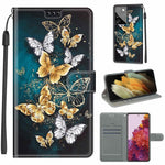 Custodia in pelle PU a vibrazione orizzontale con chiusura magnetica a disegno colorato di tensione con supporto e slot per schede, For Samsung Galaxy S21 Ultra 5G