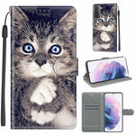 Custodia in pelle PU a vibrazione orizzontale con chiusura magnetica a disegno colorato di tensione con supporto e slot per schede, For Samsung Galaxy S21+ 5G
