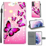 Custodia in pelle PU a vibrazione orizzontale con chiusura magnetica a disegno colorato di tensione con supporto e slot per schede, For Samsung Galaxy S21+ 5G