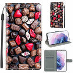 Custodia in pelle PU a vibrazione orizzontale con chiusura magnetica a disegno colorato di tensione con supporto e slot per schede, For Samsung Galaxy S21+ 5G