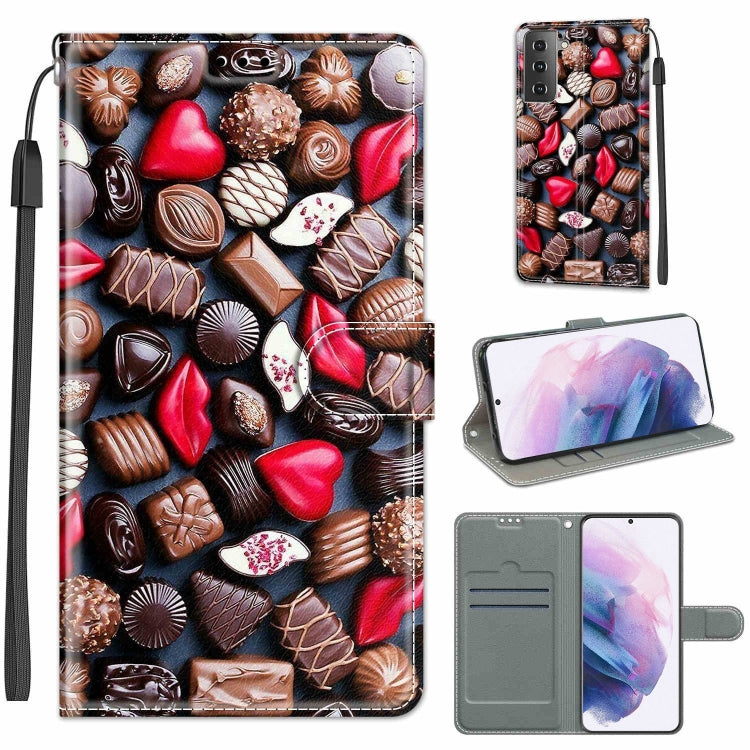 Custodia in pelle PU a vibrazione orizzontale con chiusura magnetica a disegno colorato di tensione con supporto e slot per schede, For Samsung Galaxy S21+ 5G