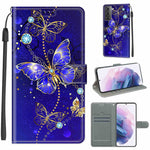 Custodia in pelle PU a vibrazione orizzontale con chiusura magnetica a disegno colorato di tensione con supporto e slot per schede, For Samsung Galaxy S21+ 5G