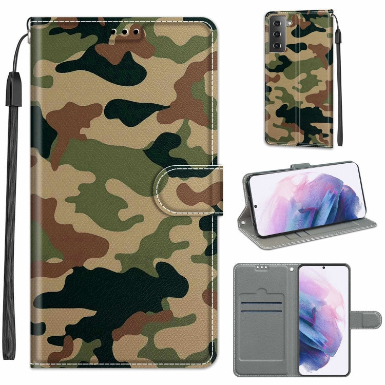 Custodia in pelle PU a vibrazione orizzontale con chiusura magnetica a disegno colorato di tensione con supporto e slot per schede, For Samsung Galaxy S21+ 5G