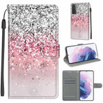 Custodia in pelle PU a vibrazione orizzontale con chiusura magnetica a disegno colorato di tensione con supporto e slot per schede, For Samsung Galaxy S21+ 5G