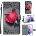 Custodia in pelle PU a vibrazione orizzontale con chiusura magnetica a disegno colorato di tensione con supporto e slot per schede, For Samsung Galaxy S21+ 5G