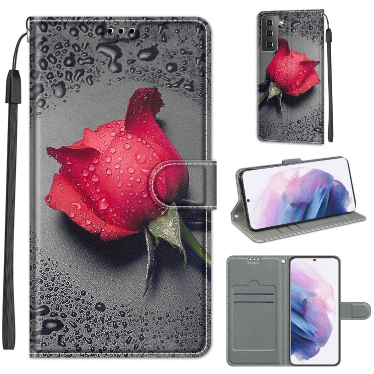 Custodia in pelle PU a vibrazione orizzontale con chiusura magnetica a disegno colorato di tensione con supporto e slot per schede, For Samsung Galaxy S21+ 5G