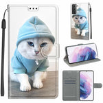 Custodia in pelle PU a vibrazione orizzontale con chiusura magnetica a disegno colorato di tensione con supporto e slot per schede, For Samsung Galaxy S21+ 5G