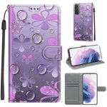 Custodia in pelle PU a vibrazione orizzontale con chiusura magnetica a disegno colorato di tensione con supporto e slot per schede, For Samsung Galaxy S21+ 5G