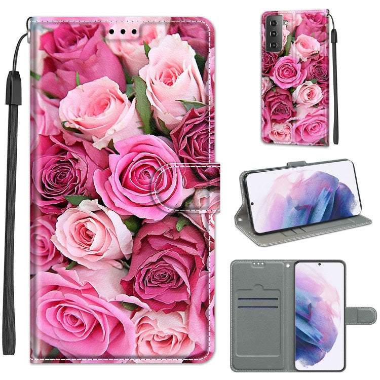 Custodia in pelle PU a vibrazione orizzontale con chiusura magnetica a disegno colorato di tensione con supporto e slot per schede, For Samsung Galaxy S21+ 5G