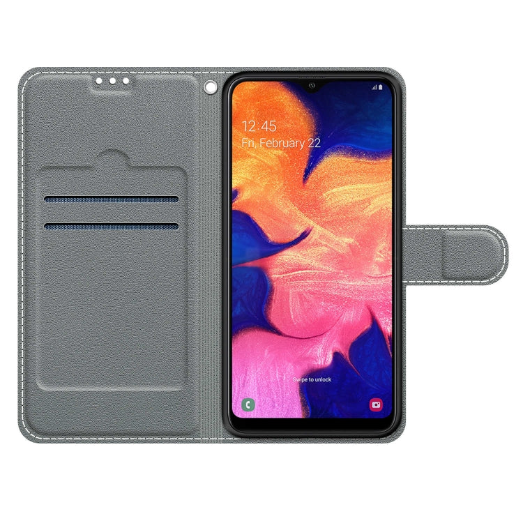 Custodia in pelle PU a vibrazione orizzontale con chiusura magnetica a disegno colorato di tensione con supporto e slot per schede, For Samsung Galaxy A10