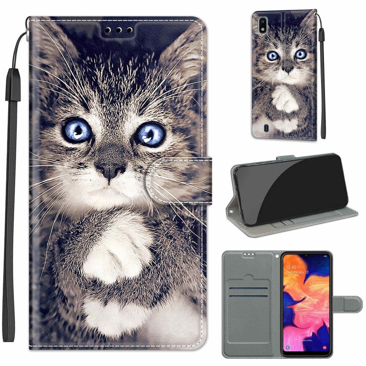 Custodia in pelle PU a vibrazione orizzontale con chiusura magnetica a disegno colorato di tensione con supporto e slot per schede, For Samsung Galaxy A10