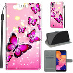 Custodia in pelle PU a vibrazione orizzontale con chiusura magnetica a disegno colorato di tensione con supporto e slot per schede, For Samsung Galaxy A10