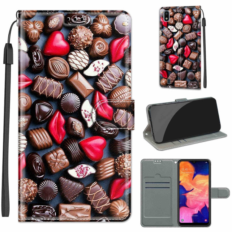 Custodia in pelle PU a vibrazione orizzontale con chiusura magnetica a disegno colorato di tensione con supporto e slot per schede, For Samsung Galaxy A10