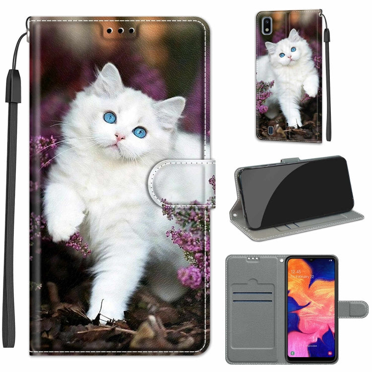 Custodia in pelle PU a vibrazione orizzontale con chiusura magnetica a disegno colorato di tensione con supporto e slot per schede, For Samsung Galaxy A10