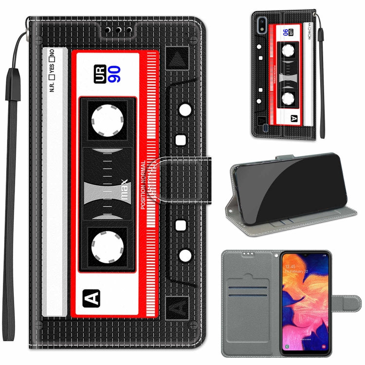 Custodia in pelle PU a vibrazione orizzontale con chiusura magnetica a disegno colorato di tensione con supporto e slot per schede, For Samsung Galaxy A10