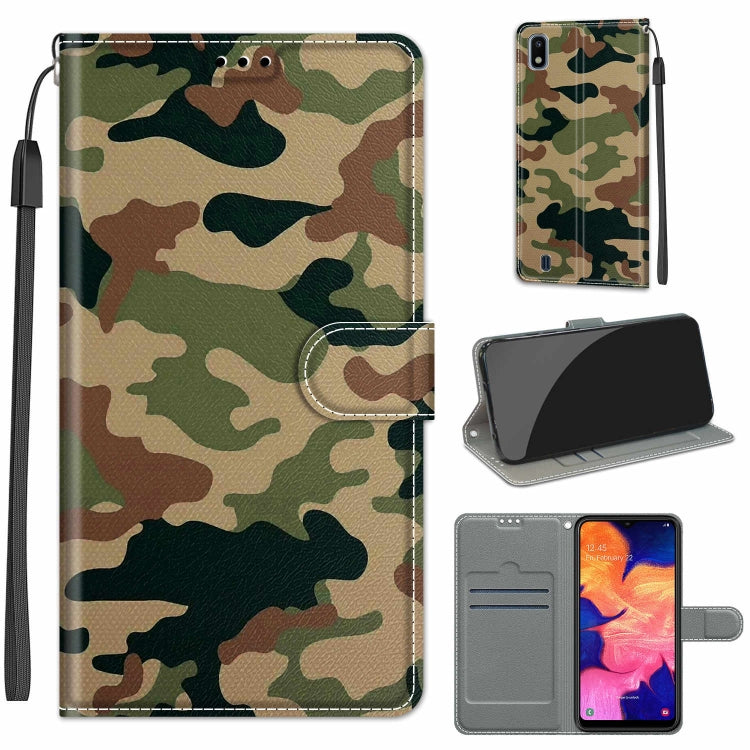 Custodia in pelle PU a vibrazione orizzontale con chiusura magnetica a disegno colorato di tensione con supporto e slot per schede, For Samsung Galaxy A10