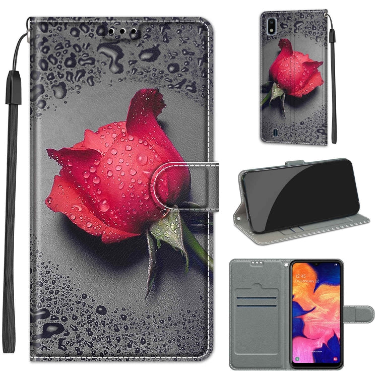 Custodia in pelle PU a vibrazione orizzontale con chiusura magnetica a disegno colorato di tensione con supporto e slot per schede, For Samsung Galaxy A10