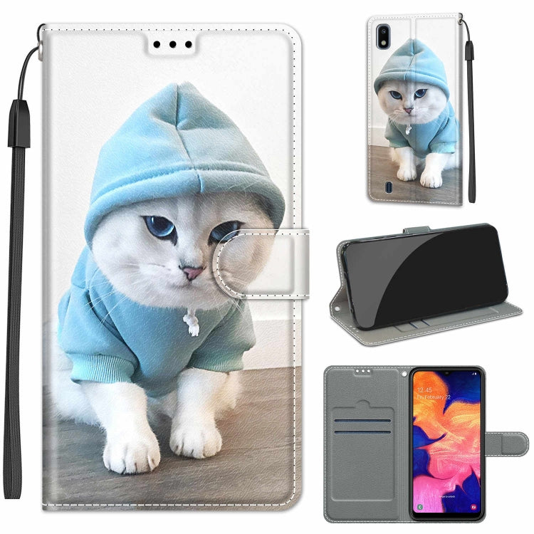Custodia in pelle PU a vibrazione orizzontale con chiusura magnetica a disegno colorato di tensione con supporto e slot per schede, For Samsung Galaxy A10