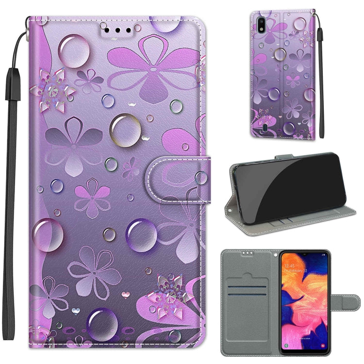 Custodia in pelle PU a vibrazione orizzontale con chiusura magnetica a disegno colorato di tensione con supporto e slot per schede, For Samsung Galaxy A10