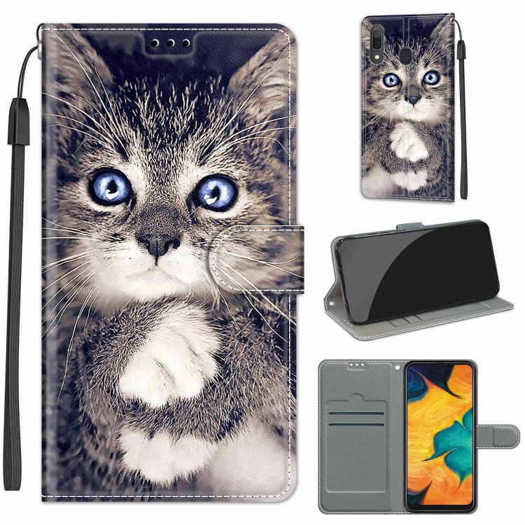 Custodia in pelle PU a vibrazione orizzontale con chiusura magnetica a disegno colorato di tensione con supporto e slot per schede, For Samsung Galaxy A30 / A20