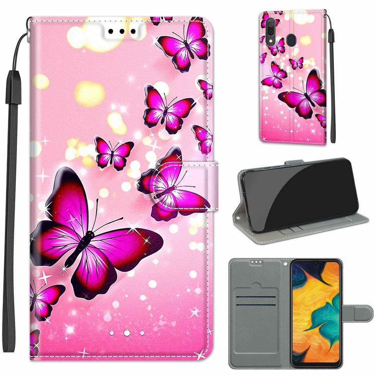 Custodia in pelle PU a vibrazione orizzontale con chiusura magnetica a disegno colorato di tensione con supporto e slot per schede, For Samsung Galaxy A30 / A20