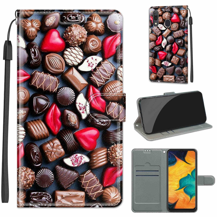 Custodia in pelle PU a vibrazione orizzontale con chiusura magnetica a disegno colorato di tensione con supporto e slot per schede, For Samsung Galaxy A30 / A20