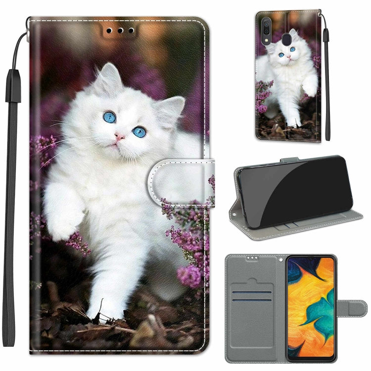 Custodia in pelle PU a vibrazione orizzontale con chiusura magnetica a disegno colorato di tensione con supporto e slot per schede, For Samsung Galaxy A30 / A20