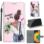 Custodia in pelle PU a vibrazione orizzontale con chiusura magnetica a disegno colorato di tensione con supporto e slot per schede, For Samsung Galaxy A30 / A20