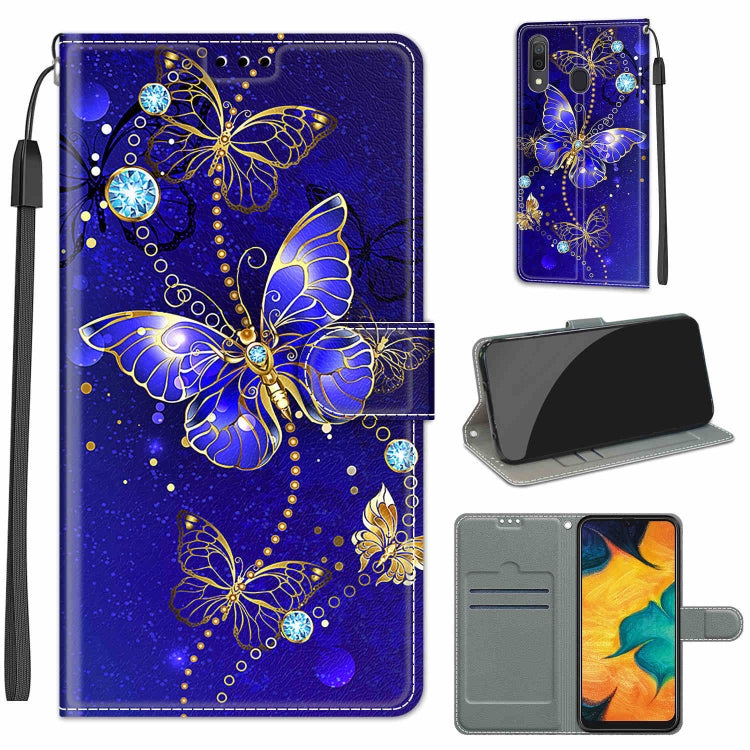 Custodia in pelle PU a vibrazione orizzontale con chiusura magnetica a disegno colorato di tensione con supporto e slot per schede, For Samsung Galaxy A30 / A20