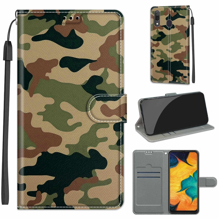 Custodia in pelle PU a vibrazione orizzontale con chiusura magnetica a disegno colorato di tensione con supporto e slot per schede, For Samsung Galaxy A30 / A20