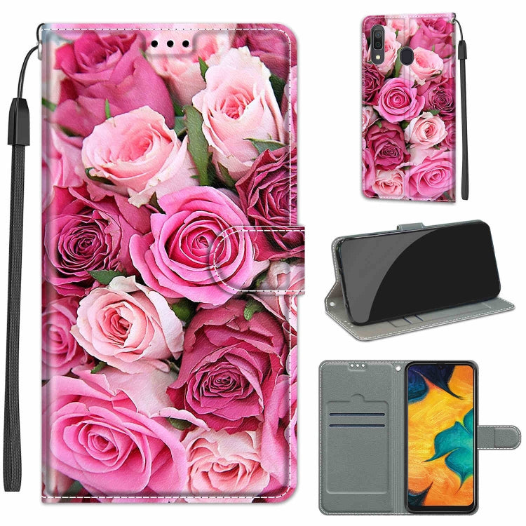 Custodia in pelle PU a vibrazione orizzontale con chiusura magnetica a disegno colorato di tensione con supporto e slot per schede, For Samsung Galaxy A30 / A20
