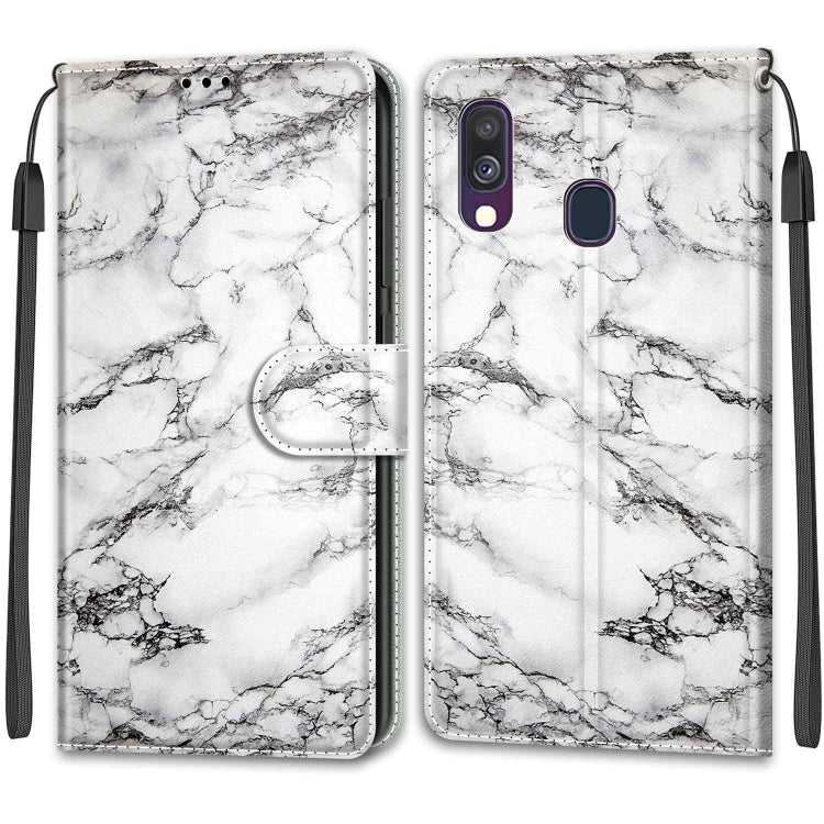 Custodia in pelle PU a vibrazione orizzontale con chiusura magnetica a disegno colorato di tensione con supporto e slot per schede, For Samsung Galaxy A40