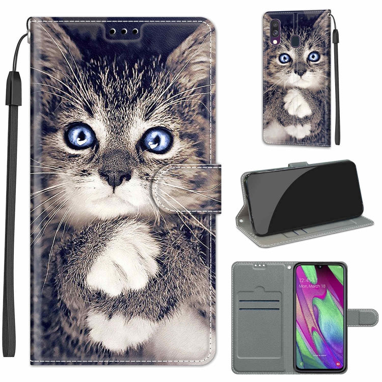 Custodia in pelle PU a vibrazione orizzontale con chiusura magnetica a disegno colorato di tensione con supporto e slot per schede, For Samsung Galaxy A40