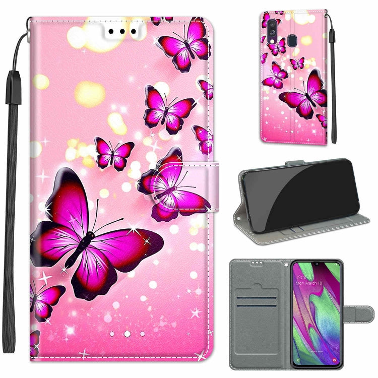 Custodia in pelle PU a vibrazione orizzontale con chiusura magnetica a disegno colorato di tensione con supporto e slot per schede, For Samsung Galaxy A40