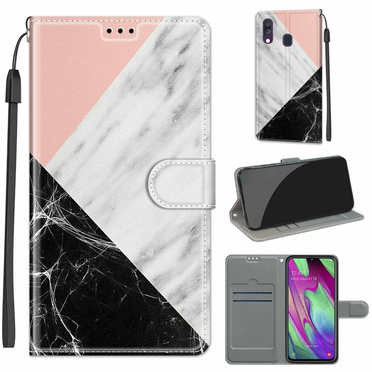 Custodia in pelle PU a vibrazione orizzontale con chiusura magnetica a disegno colorato di tensione con supporto e slot per schede, For Samsung Galaxy A40