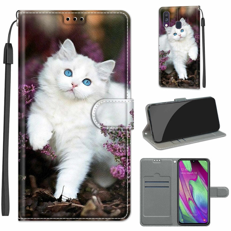 Custodia in pelle PU a vibrazione orizzontale con chiusura magnetica a disegno colorato di tensione con supporto e slot per schede, For Samsung Galaxy A40