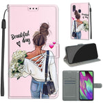 Custodia in pelle PU a vibrazione orizzontale con chiusura magnetica a disegno colorato di tensione con supporto e slot per schede, For Samsung Galaxy A40