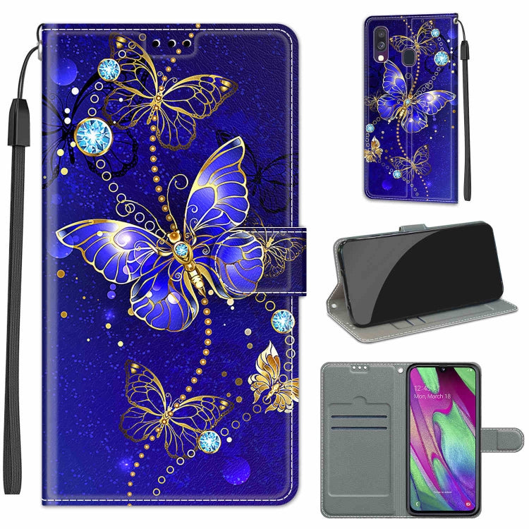 Custodia in pelle PU a vibrazione orizzontale con chiusura magnetica a disegno colorato di tensione con supporto e slot per schede, For Samsung Galaxy A40