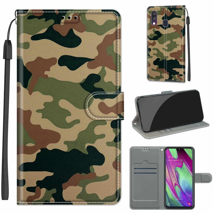 Custodia in pelle PU a vibrazione orizzontale con chiusura magnetica a disegno colorato di tensione con supporto e slot per schede, For Samsung Galaxy A40