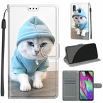 Custodia in pelle PU a vibrazione orizzontale con chiusura magnetica a disegno colorato di tensione con supporto e slot per schede, For Samsung Galaxy A40