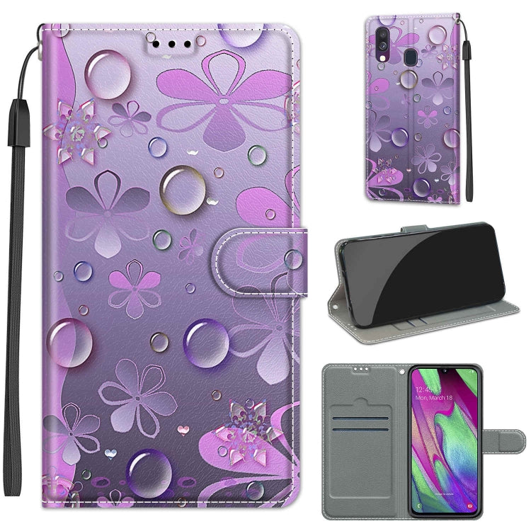 Custodia in pelle PU a vibrazione orizzontale con chiusura magnetica a disegno colorato di tensione con supporto e slot per schede, For Samsung Galaxy A40