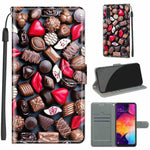 Custodia in pelle PU a vibrazione orizzontale con chiusura magnetica a disegno colorato di tensione con supporto e slot per schede, For Samsung Galaxy A50